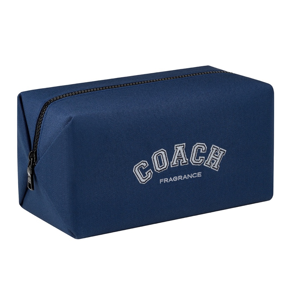 Coach Navy Canvas Toiletry Pouch with Logo